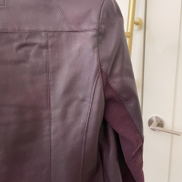 Bar III Faux-Leather Flyaway Jacket, Burgundy, Size XXS - Picture 5 of 7